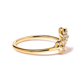 10K Yellow Gold 1/10 Cttw Diamond  Palm Tree Statement Ring (H-I Color, I1-I2 Clarity)-Ring Size 7-2