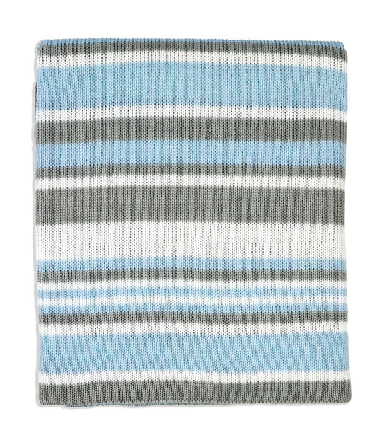 Baby Boys and Girls Striped Knit Blanket Aqua