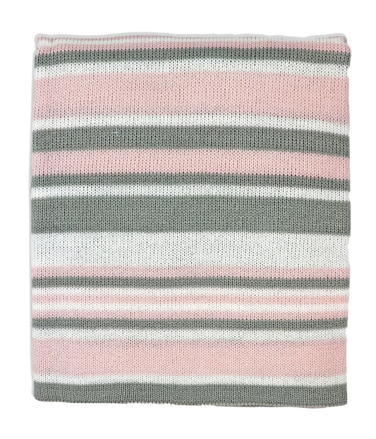 Baby Boys and Girls Striped Knit Blanket Pink