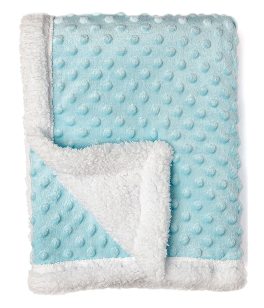 Baby Boys and Baby Girls Popcorn Minky Sherpa Baby Blanket Blue