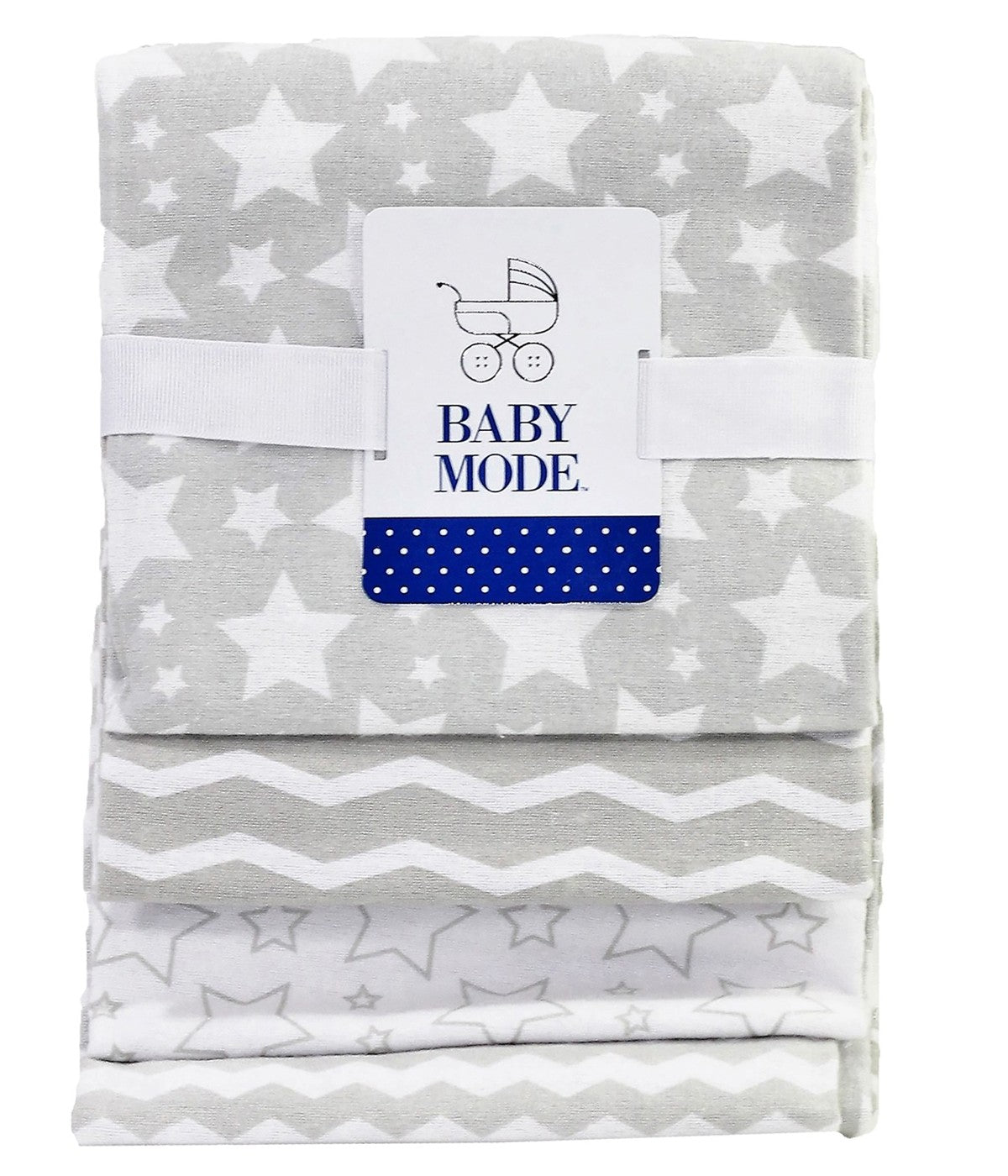 Baby Boys and Baby Girls Cotton Flannel Stars 4 Pc Baby Receiving Blankets Gray