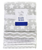 Baby Boys and Baby Girls Cotton Flannel Stars 4 Pc Baby Receiving Blankets Gray