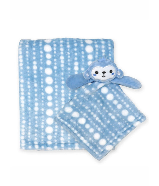 Baby Boys and Baby Girls Baby Blanket with Animal Lovey Nunu Gift Set Blue Monkey