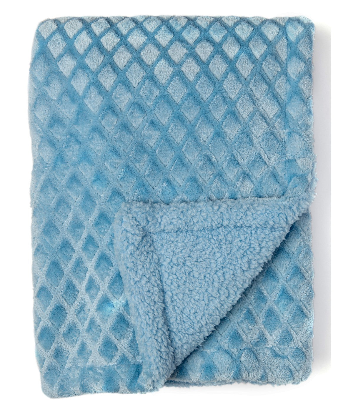 Baby Boys and Baby Girls Diamond Plush Sherpa Baby Blanket Blue