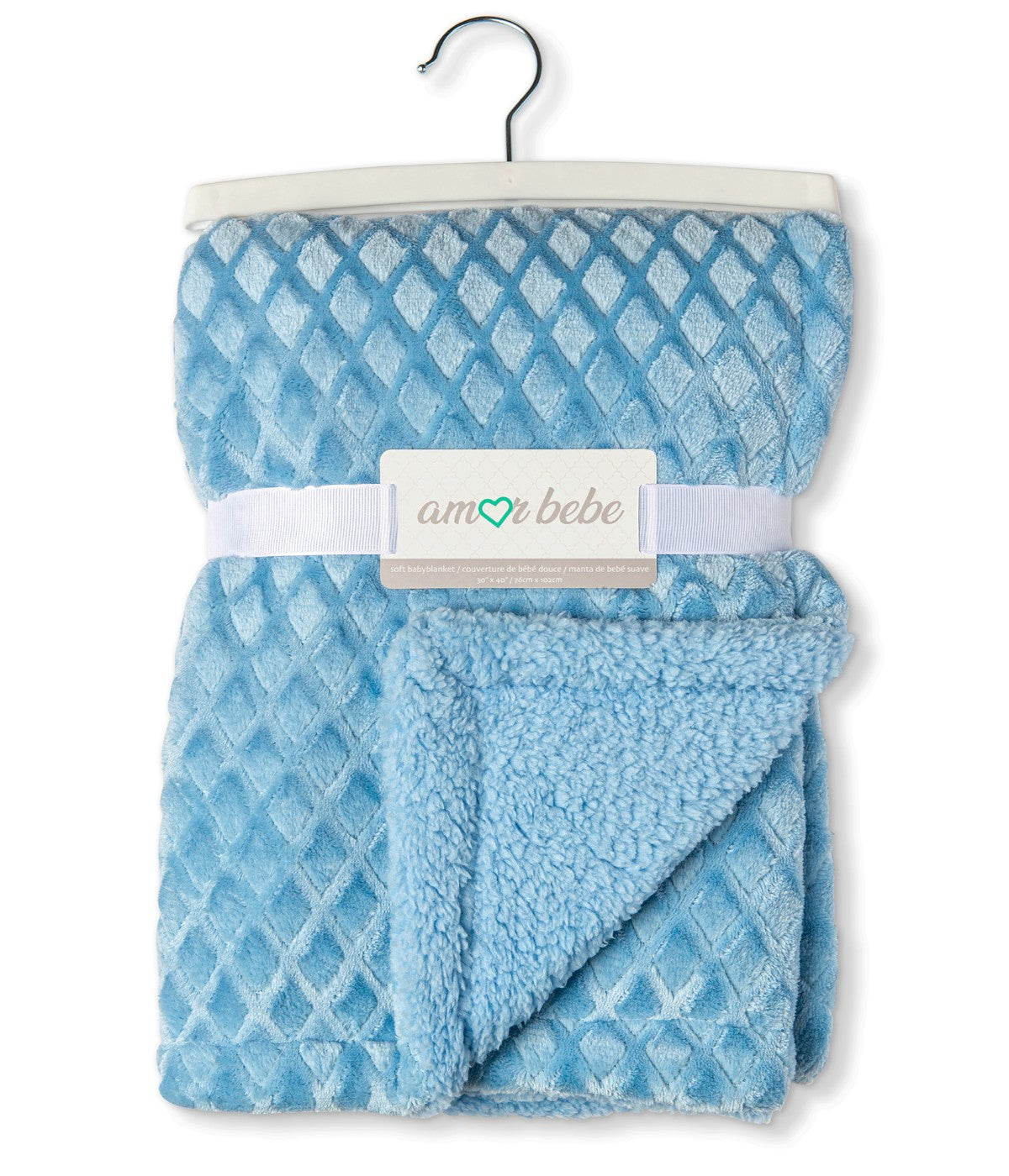 Baby Boys and Baby Girls Diamond Plush Sherpa Baby Blanket Blue