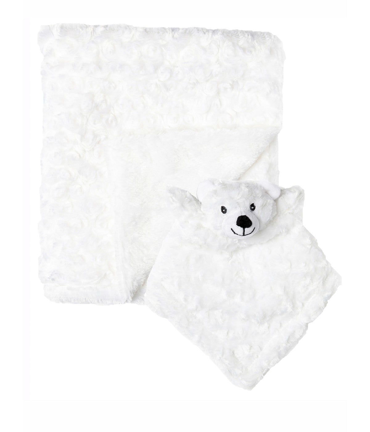 Baby Boys and Baby Girls Curly Plush Blanket with Matching Lovey Nunu Gift Set Plush White