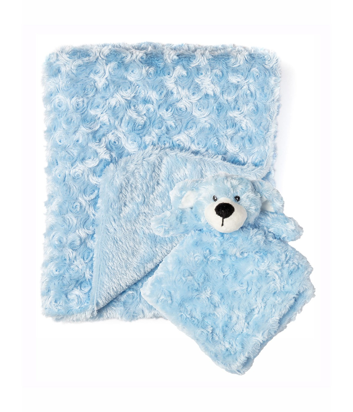 Baby Boys and Baby Girls Curly Plush Blanket with Matching Lovey Nunu Gift Set Plush Blue