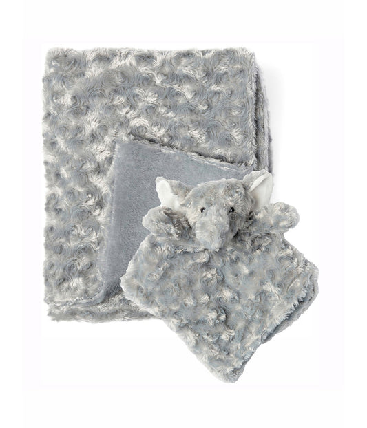 Baby Boys and Baby Girls Curly Plush Blanket with Matching Lovey Nunu Gift Set Plush Gray