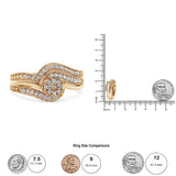 14K Yellow Gold Plated .925 Sterling Silver 1/3ct Cttw Multi-Diamond Bypass Vintage-Style Bridal Set Ring and Band (I-J Color, I3 Clarity)-Size 8-4