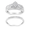  .925 Sterling Silver 1/2 Cttw Round and Baguette-Cut Diamond Engagement Bridal Set (I-J Color, I1-I2 Clarity)-Size 6-1