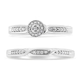 .925 Sterling Silver Diamond Accent Frame Twist Shank Bridal Set Ring and Band (I-J Color, I3 Clarity)-Size 6-2