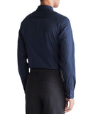 Long Sleeve Solid Stretch Slim Woven Shirt Navy