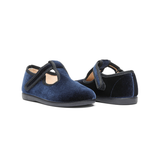 Velvet T-band Shoes in Navy