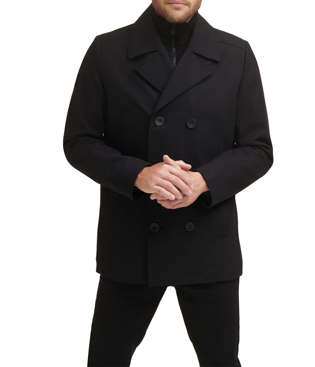 DB Classic Wool Peacoat With Rib Knit Inner Bib