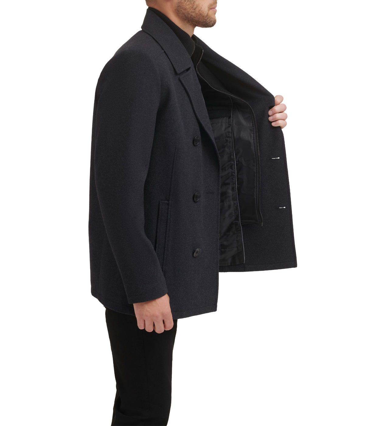 DB Classic Wool Peacoat With Rib Knit Inner Bib