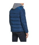 Hooded Faux Memory CF Puffer With Jersey Bib and Hood