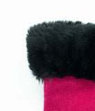 Gloves With Faux Fur Cuff Berry Cherry