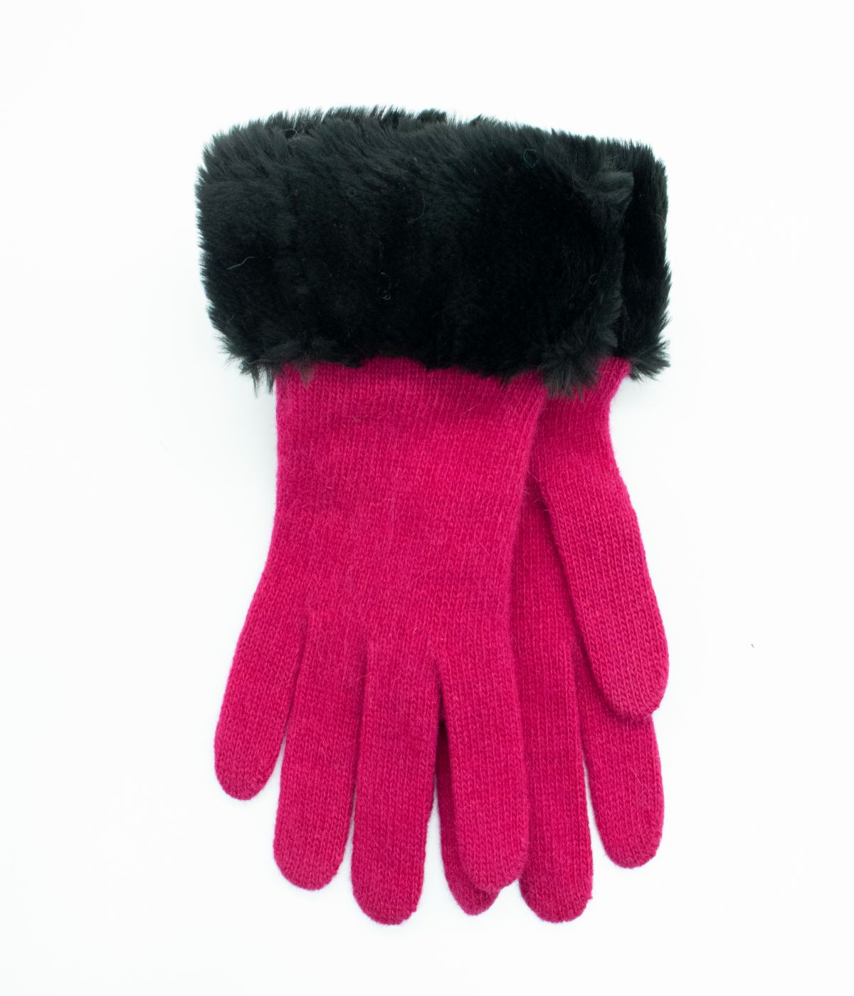 Gloves With Faux Fur Cuff Berry Cherry