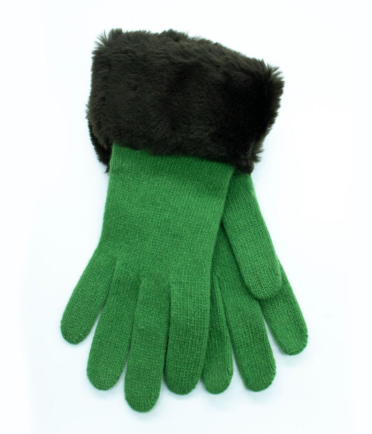 Gloves With Faux Fur Cuff Meadow Green