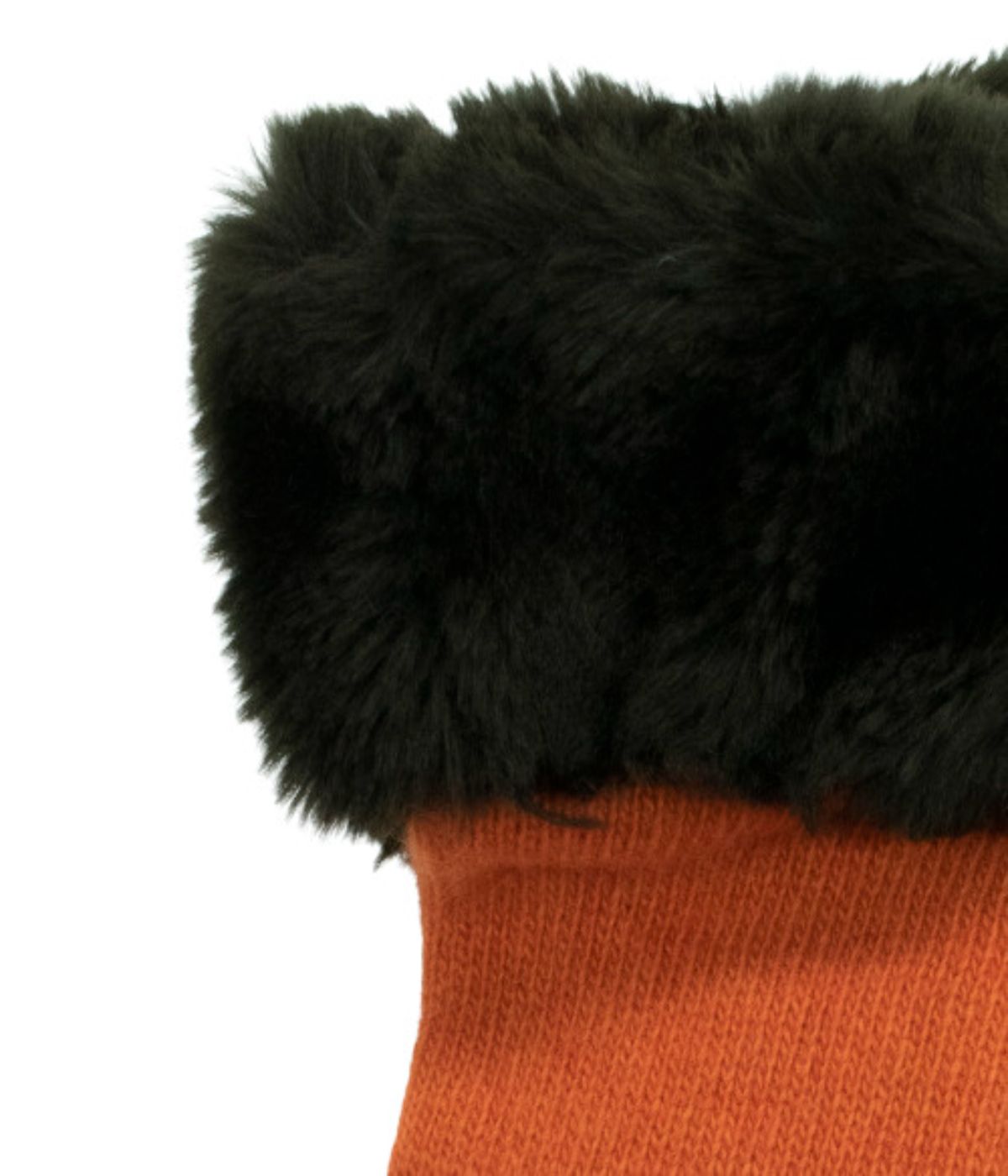 Gloves With Faux Fur Cuff Vibrant Orange