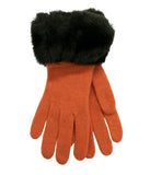 Gloves With Faux Fur Cuff Vibrant Orange