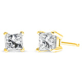 14K Yellow Gold 1/5 Cttw Princess-Cut Square Near Colorless Diamond Classic 4-Prong Solitaire Stud Earrings (I-J Color, I2-I3 Clarity)-One Size-1