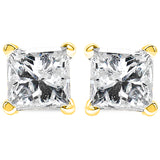 14K Yellow Gold 1/5 Cttw Princess-Cut Square Near Colorless Diamond Classic 4-Prong Solitaire Stud Earrings (I-J Color, I2-I3 Clarity)-One Size-2