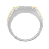 10K Yellow Gold Plated .925 Sterling Silver Diamond Accent Miracle-Set 3 Stone Ridged Band Gentlemen's Fashion Ring (I-J Color, I2-I3 Clarity)-Size 9-2