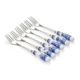 Blue Italian Pastry Forks Set of 6