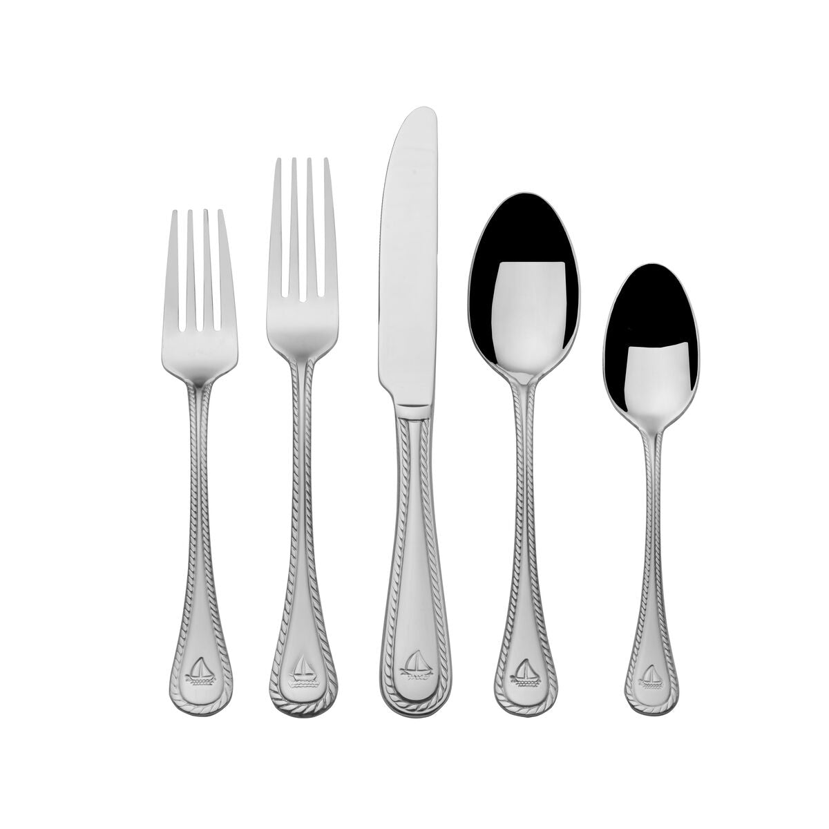 Nautical 20 Piece Stainless Steel Flatware Set, Service for 4