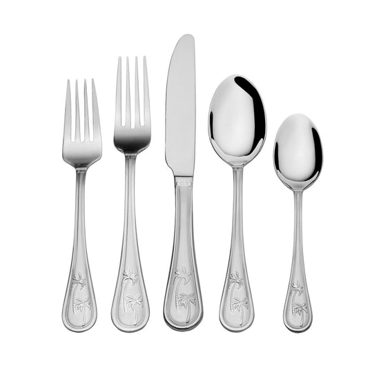 Palm Breeze 20 Piece Stainless Steel Flatware Set, Service for 4-Silver