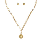 Hollow Ball Pendant Necklace and Ball Stud Earrings Set