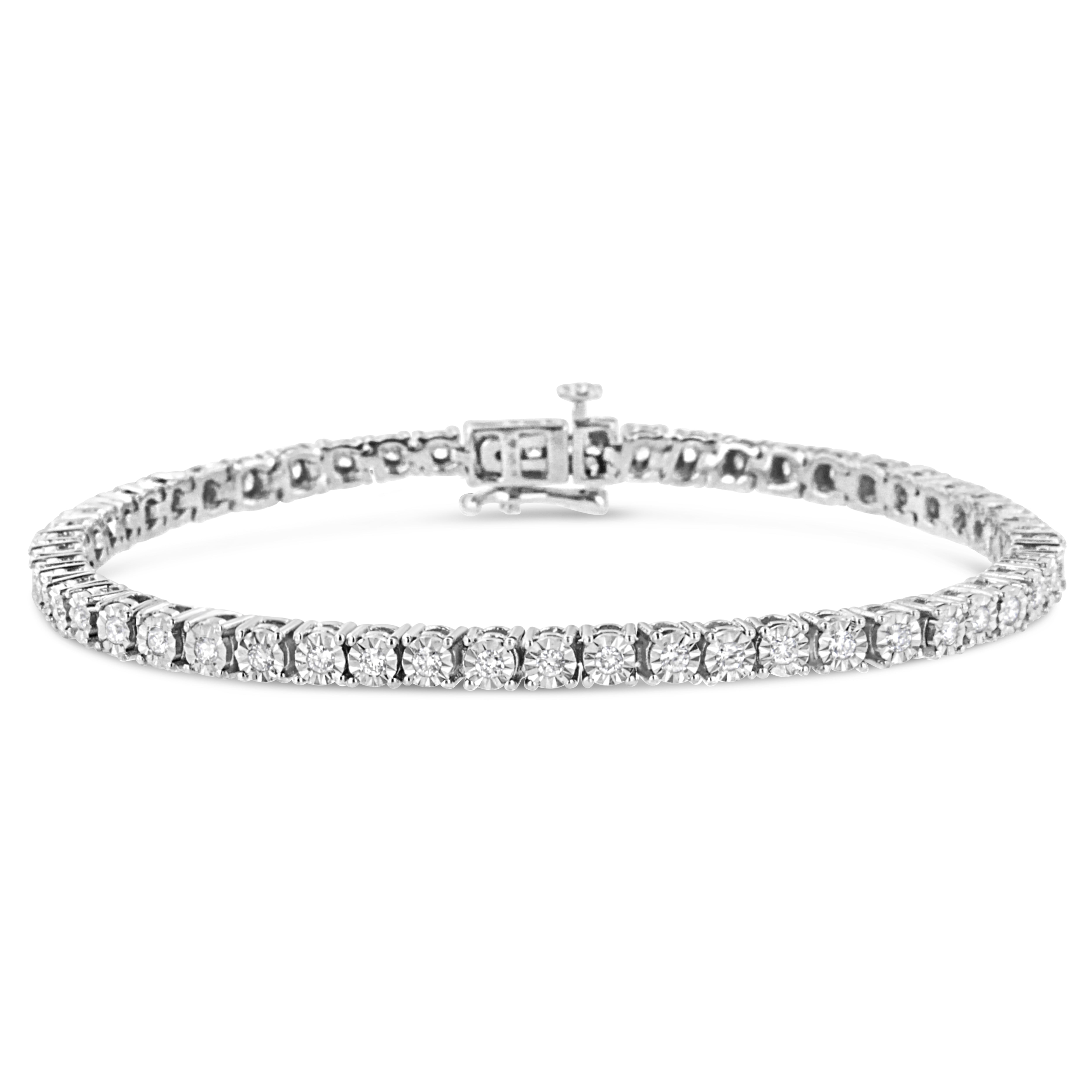 .925 Sterling Silver 1/2 Cttw Lab Grown Diamond Illusion-Set Miracle Plate Tennis Bracelet (G-H Color, SI1-SI2 Clarity)-Size 7.25"-1