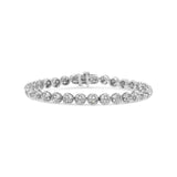 .925 Sterling Silver 1.0 Cttw Diamond Miracle-Plate Open Quatrefoil Flower Circle-Link 7" Tennis Bracelet (I-J color, I3 clarity)-1