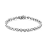 .925 Sterling Silver 1.0 Cttw Diamond Miracle-Plate Open Quatrefoil Flower Circle-Link 7" Tennis Bracelet (I-J color, I3 clarity)-2