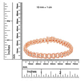 10K Rose Gold Plated .925 Sterling Silver 1/2 Cttw Diamond Miracle-Set Double Swoosh Wave Style 7" Tennis Bracelet (I-J Color, I3 Clarity)-4