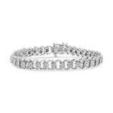 .925 Sterling Silver 1/2 Cttw Diamond Miracle-Set Double Swoosh Wave Style 7" Tennis Bracelet (I-J Color, I3 Clarity)-2