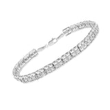 .925 Sterling Silver 1/10 Cttw Diamond Double-Link 7" Rolex Tennis Bracelet (I-J Color, I3 Clarity)-2