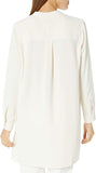 Plus Size Pop-over Blouse with Covered Placket And Side Slits