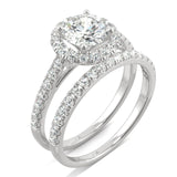 Charles & Colvard 1.72cttw Moissanite Halo Bridal Set