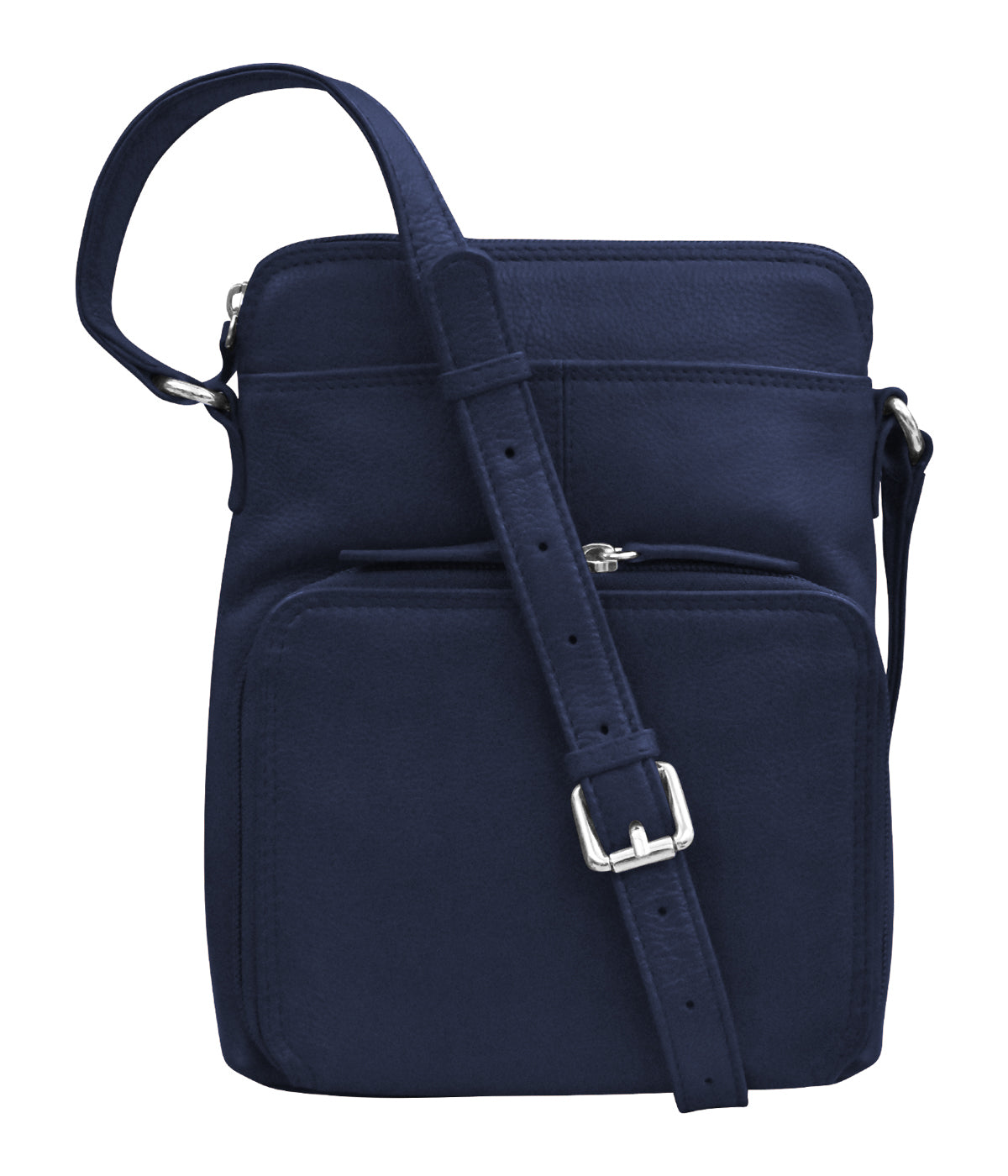 Leather Small Crossbody Organizer Classic Navy