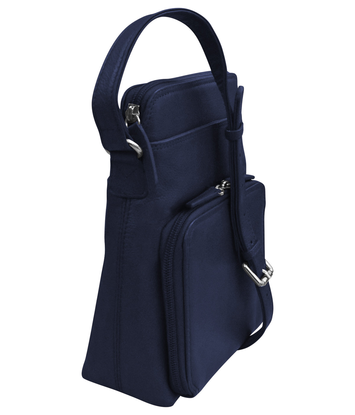 Leather Small Crossbody Organizer Classic Navy