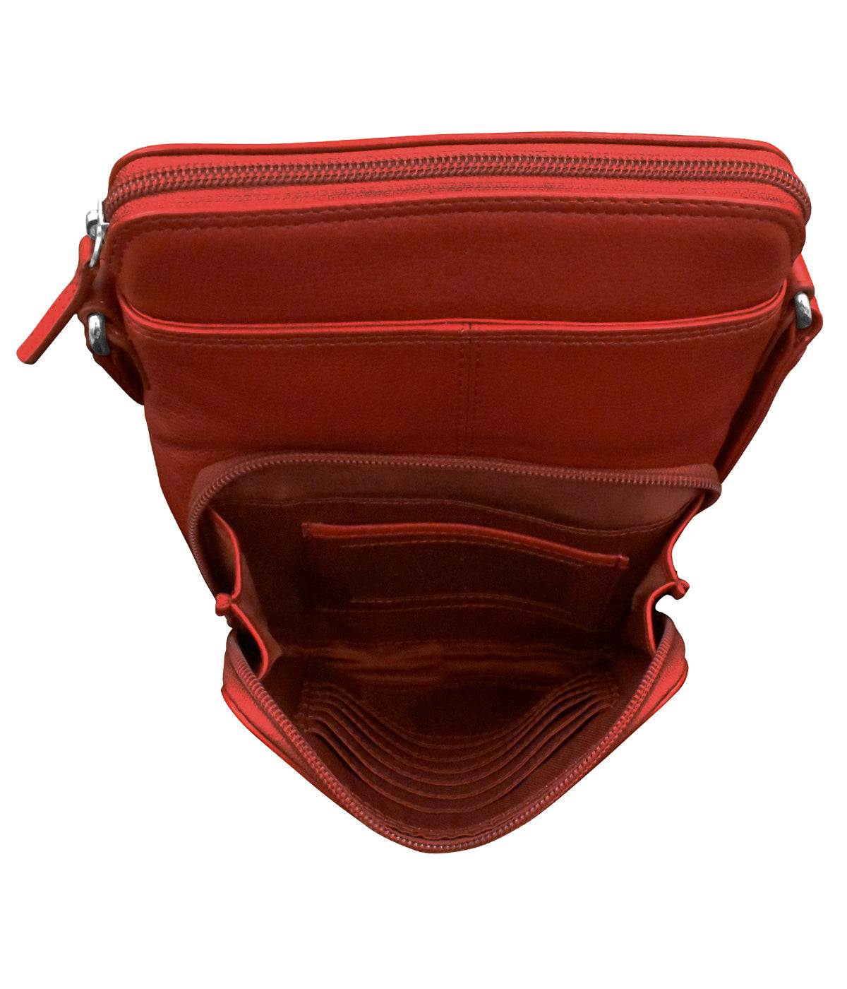 Leather Small Crossbody Organizer Red