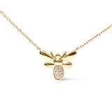 10K Yellow Gold Diamond Accented Bumble Bee Pendant 18" Inch Necklace (H-I Color, I1-I2 Clarity)-2