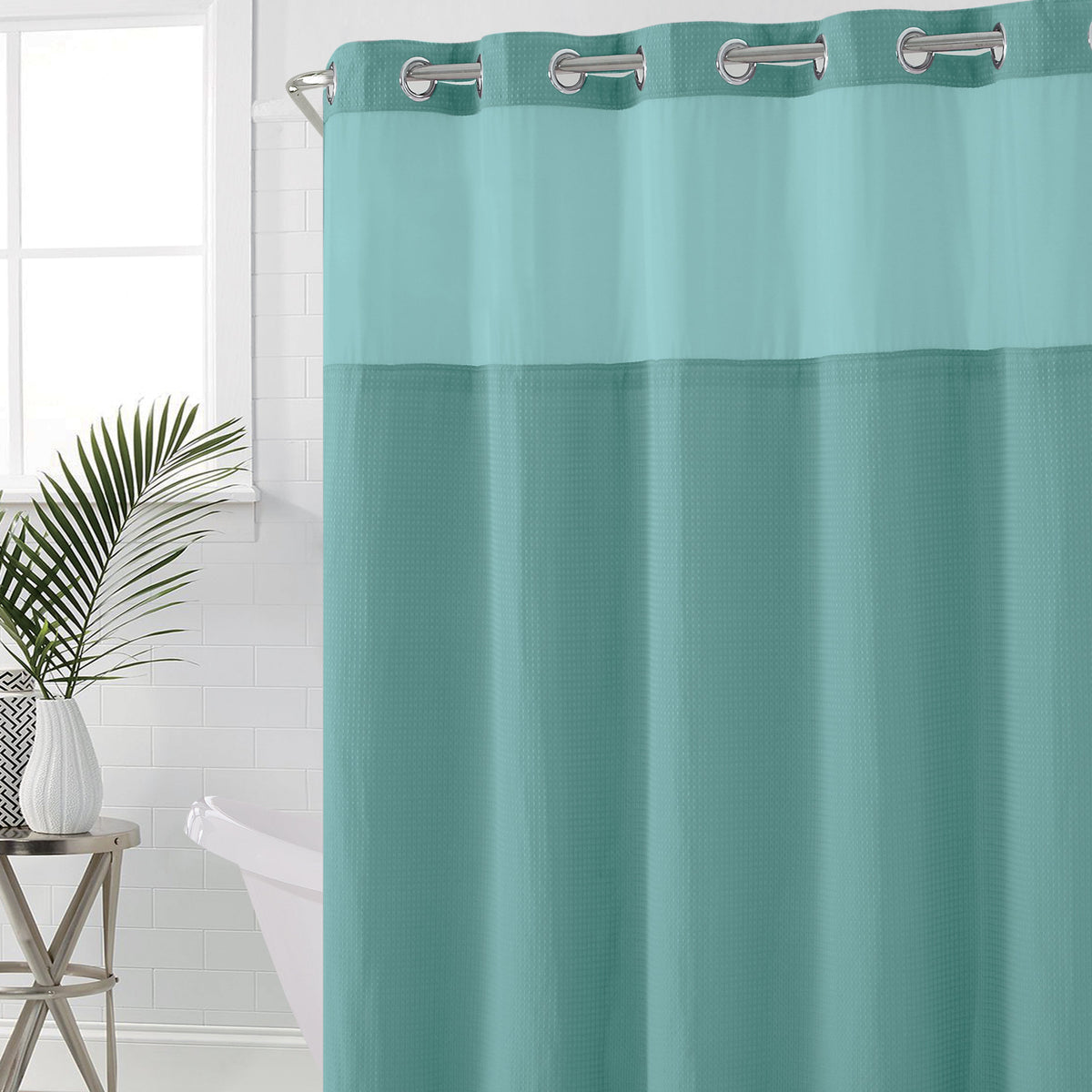 Waffle Shower Curtain Sea Blue