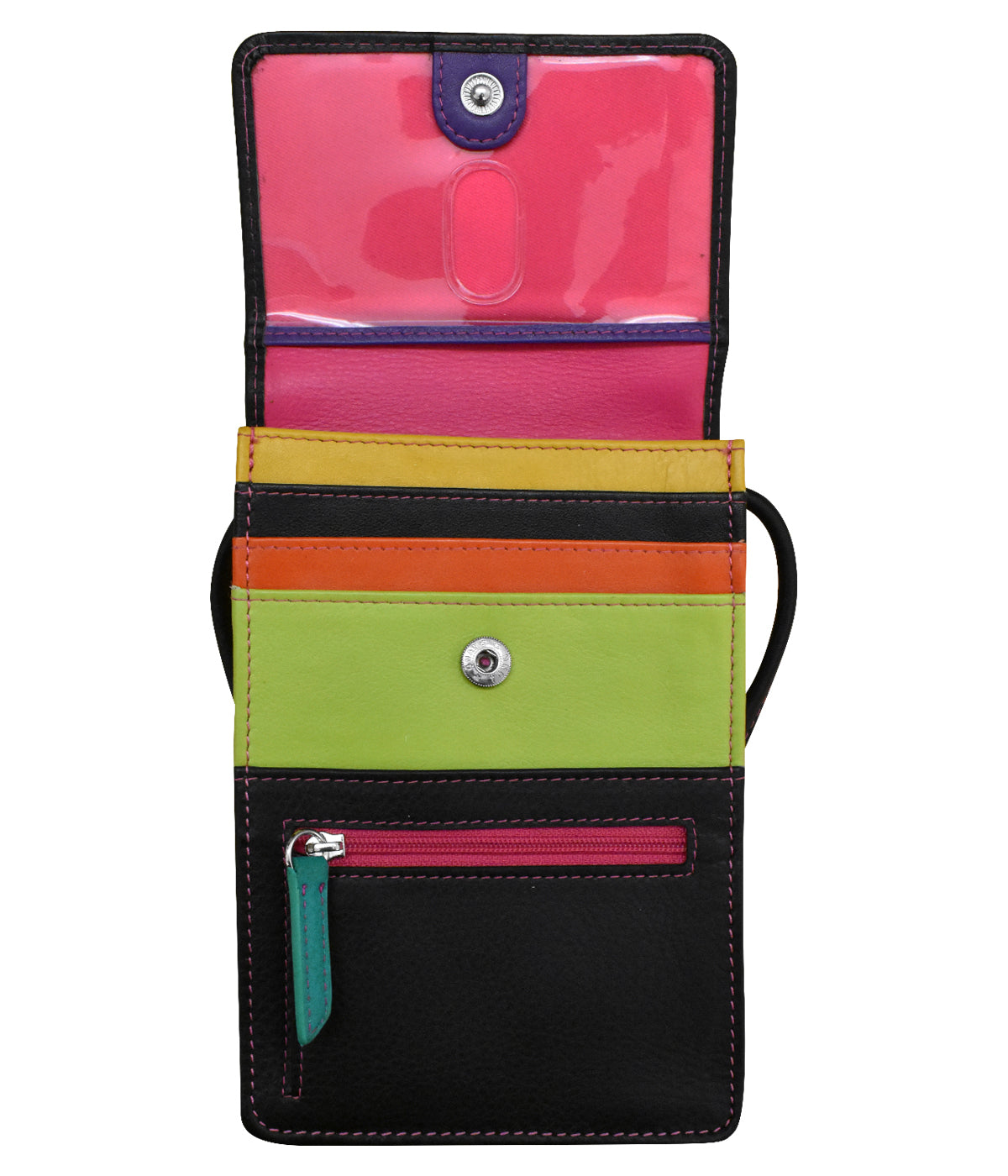 Leather Small Organizer On String Black Brights