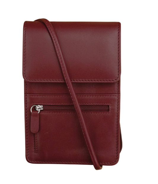 Leather Small Organizer On String Merlot