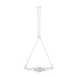 .925 Sterling Silver Diamond Cushion Frame Heart-Sides Twist 4”-10” Adjustable Bolo Tennis Bolo Bracelet (I-J Color, I3 Clarity)-7"-1