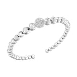 .925 Sterling Silver 1/6 Cttw Diamond Rondelle Graduated Ball Bead Cuff Bangle Bracelet (I-J color, I2-I3 clarity)-Fits wrists up to 7 1/2 inches-1