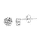 .925 Sterling Silver 1/10 cttw Prong Set Round-Cut Trio Diamond Stud Earrings (I-J Color, I3 Clarity)-One Size-2